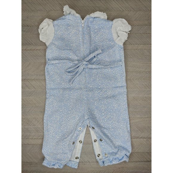 Vintage Thomas Baby Romper Easter Bunny Overalls 3-6m Blue Gingham Plaid - Picture 3 of 7